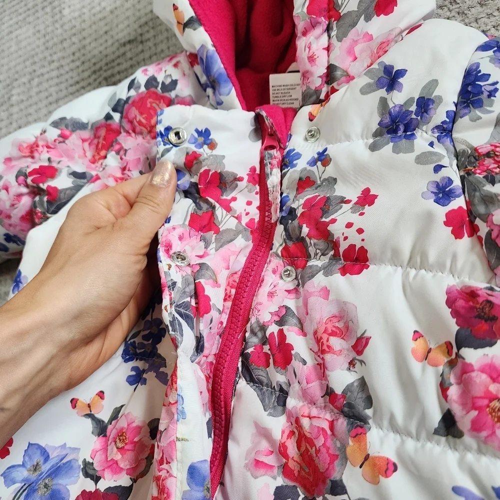 Vintage Floral Full Fleece Lined Snow Suit Size 12 Months